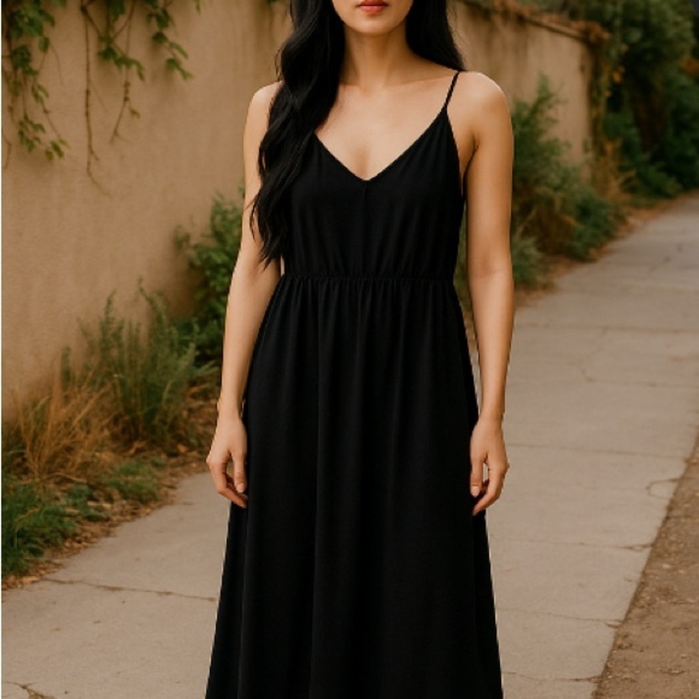 SHEIN Black Spaghetti Strap Maxi Dress